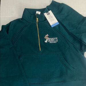 Bunny's Teal Half-Zip Women's Crop Top
